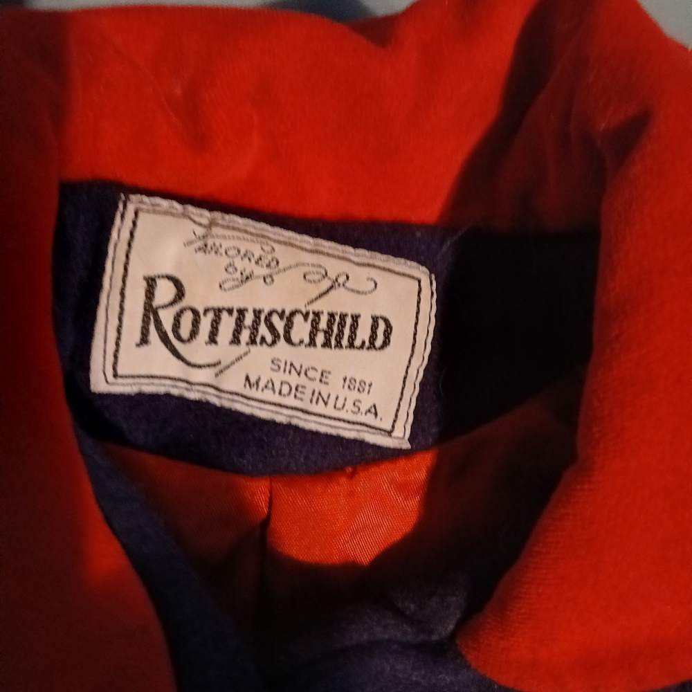 Rothchilds Toddler Girls. Red and Navy Pea Coat with Hat.  Size 3 Toddler. - Picture 9 of 16